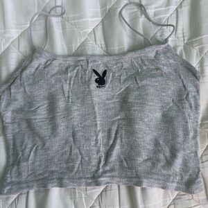 PLAYBOY Gray Fitted Crop Camisole